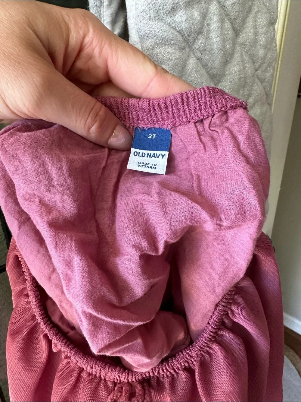 OshKosh Quilted Grey Hooded Vest with Old Navy Mauve Tulle Skirt Bundle